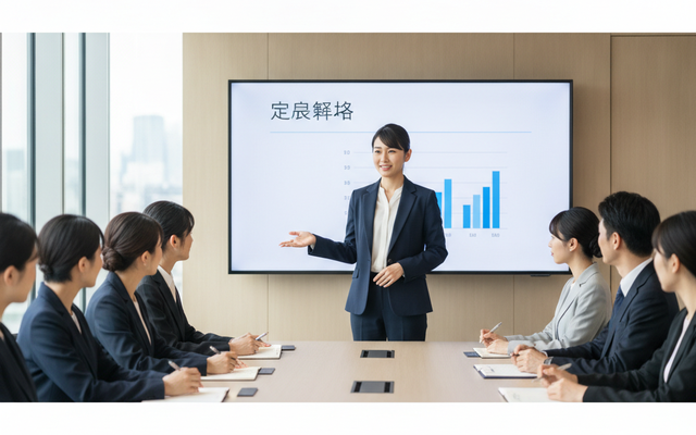 プレゼンで発表する様子