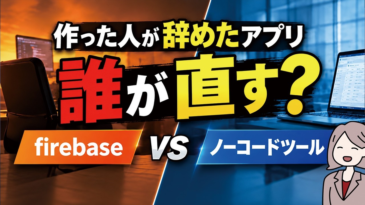 作った人が辞めたアプリ、誰が直す？ firebase VS ノーコードツール（YouTube動画）