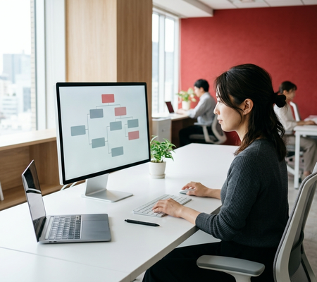 Googleフォームで条件分岐を設定する日本人女性