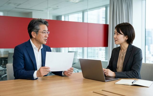 社内でMicrosoft Listsの運用ルールを話し合う様子